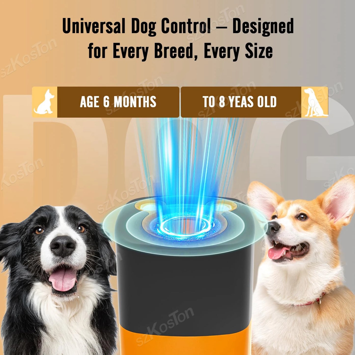 Tragbarer Ultraschall-Hundeabwehr mit Blitzlicht, wiederaufladbares Bellkontrollgerät zum Training von Hunden gegen Bellen und Jagen
